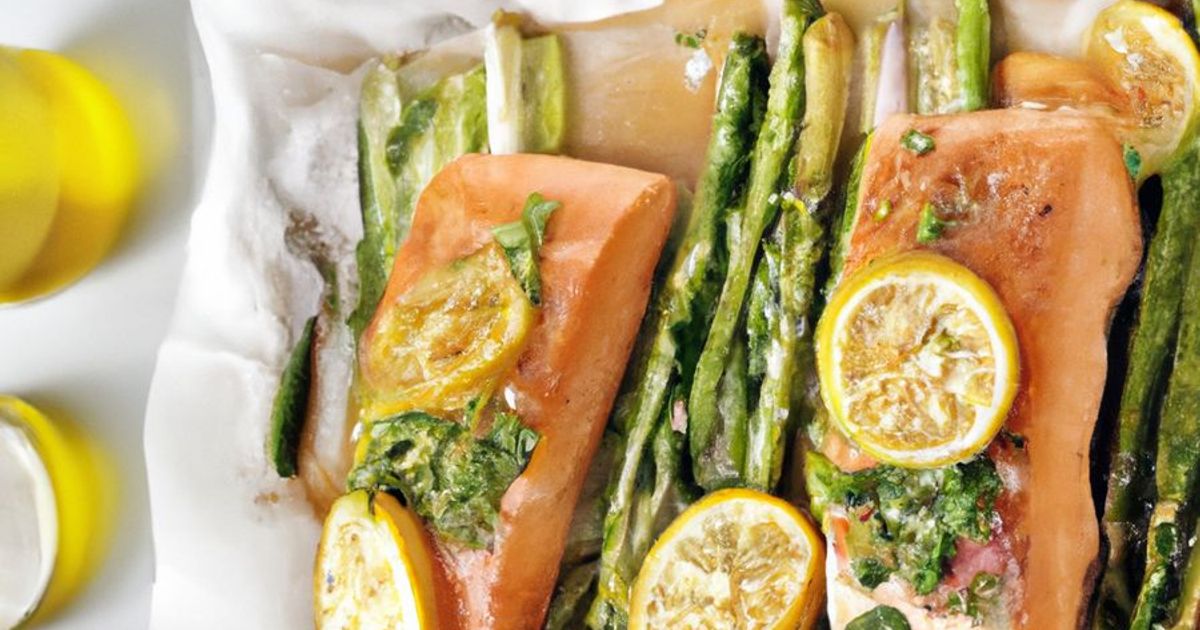 Salmone al forno con asparagi