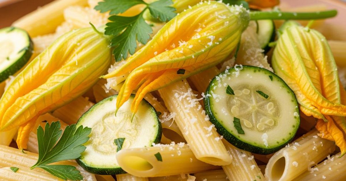 Pasta con Fiori di Zucca e Zucchine al Limone: ricetta facile