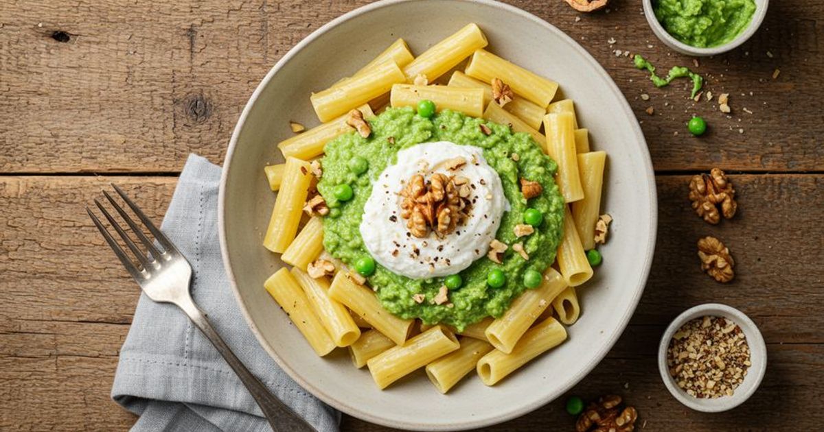 Pasta con Ricotta, Piselli e Noci: Ricetta Veloce e Cremosa